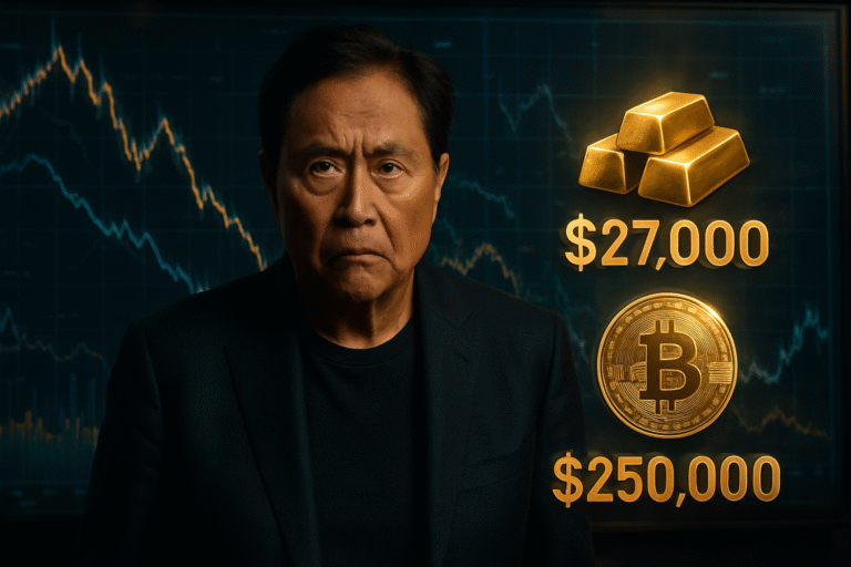 découvrez l'alerte de kiyosaki sur la montée spectaculaire de l'or à 27 000 $ et du bitcoin à 250 000 $, accompagnée d'une prévision de chute imminente des marchés boursiers.
