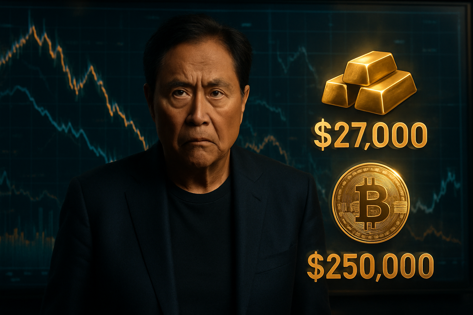 découvrez l'alerte de kiyosaki sur la montée spectaculaire de l'or à 27 000 $ et du bitcoin à 250 000 $, accompagnée d'une prévision de chute imminente des marchés boursiers.