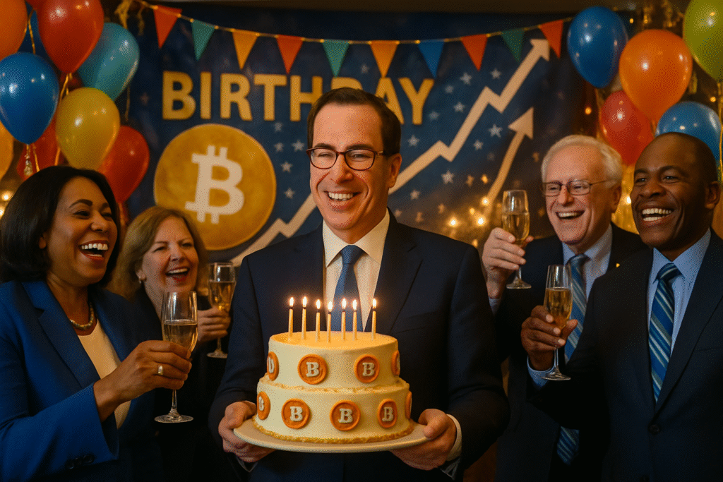 découvrez comment le bitcoin continue de surprendre les marchés avec une ascension fulgurante, alors que le secrétaire au trésor américain célèbre son anniversaire aux côtés de figures démocrates influentes.