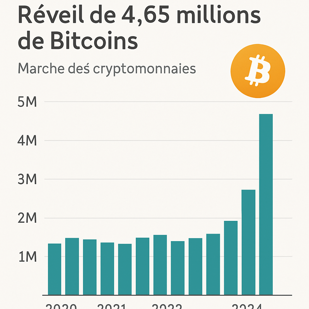 découvrez le réveil spectaculaire de 4,65 millions de bitcoins inactifs, déclenchant une vague massive qui secoue le marché des cryptomonnaies.