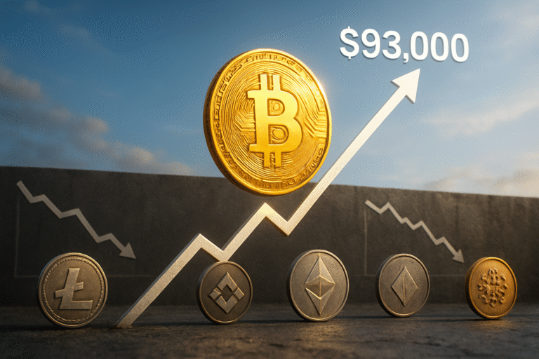 bitcoin reprend fortement sa course vers 93 000 dollars, contrastant avec la stagnation des altcoins qui ont du mal à décoller sur le marché des cryptomonnaies.