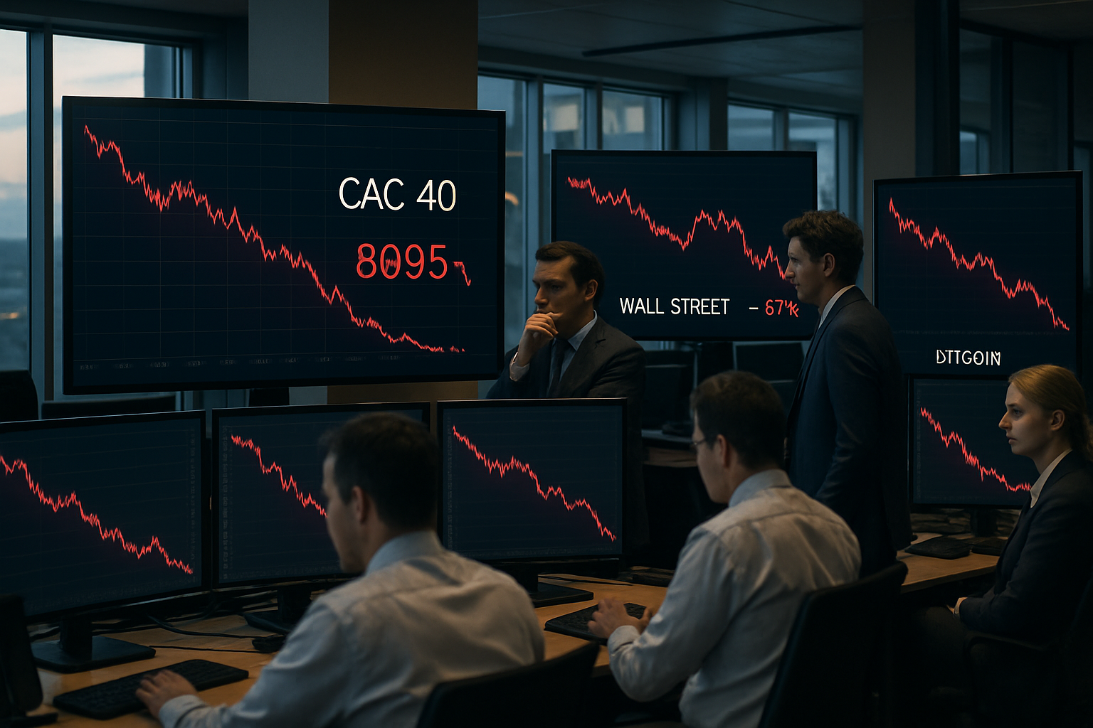 le cac40 recule vers 8 095 points, wall street perd 0,7 %, tandis que le bitcoin chute sous les 84 400 $, reflétant une journée de baisse marquée sur les marchés financiers.