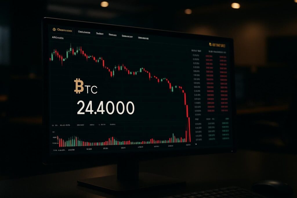 découvrez la chute du prix du bitcoin (btc) à 24 000 $ sur binance face au dollar américain, une évolution marquante du marché des cryptomonnaies.