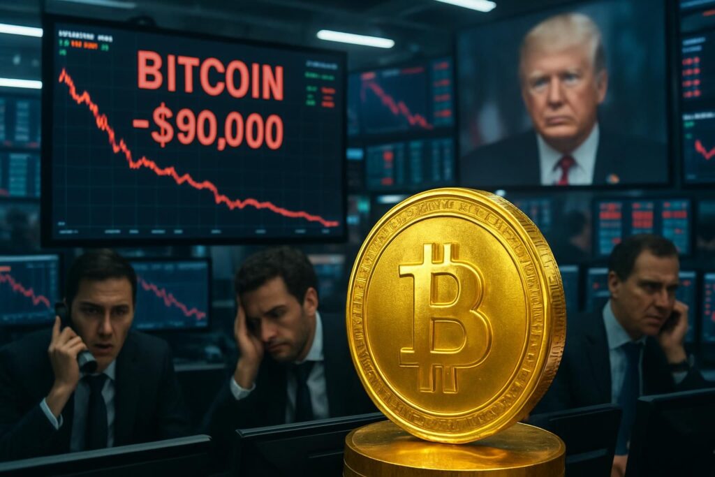 découvrez comment le bitcoin plonge sous les 90 000 $, l'or atteint un record historique, et les marchés financiers vacillent face à l'incertitude grandissante liée aux actions de donald trump.