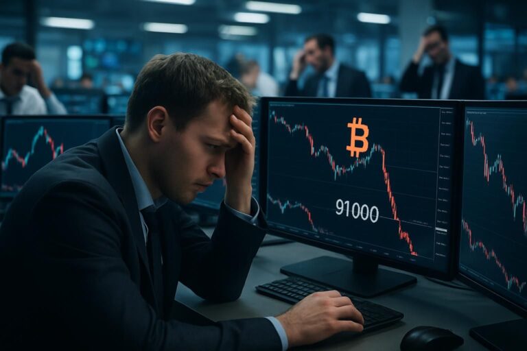 le bitcoin plonge vers 91 000 dollars alors que deux écarts cme amplifient la pression vendeuse, impactant fortement le marché des cryptomonnaies.