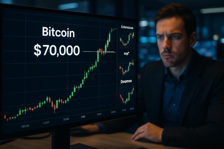 bitcoin dépasse les 70 000 dollars, entraînant ethereum, xrp et dogecoin à liquider leurs positions courtes suite à cet événement clé du marché des cryptomonnaies.