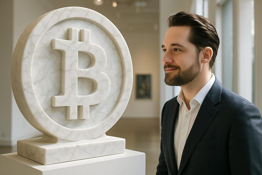 découvrez la sculpture en marbre de bitcoin créée grâce à l’intelligence artificielle, dévoilée par alexis ohanian, alliant art et technologie de manière impressionnante.