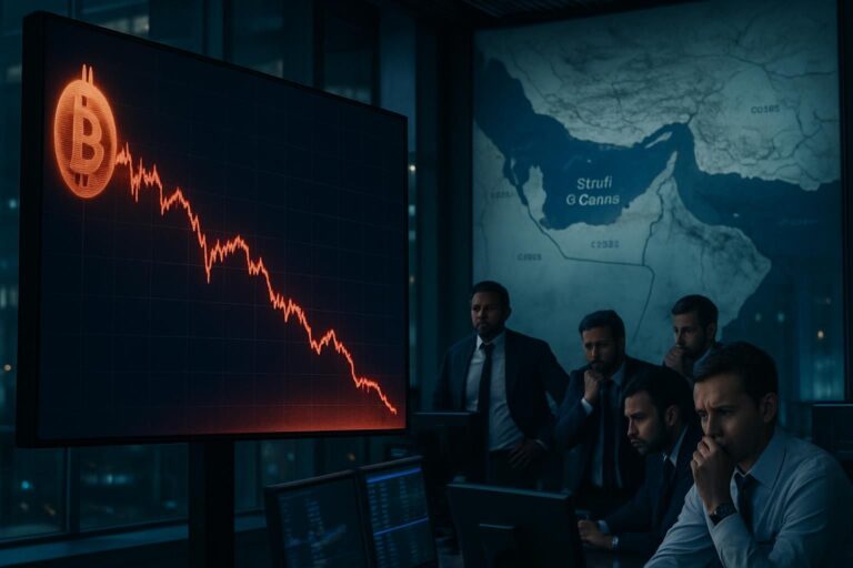 le bitcoin chute sous les 78 000 dollars en raison des tensions croissantes en iran autour du détroit d'ormuz, impactant les marchés financiers mondiaux.