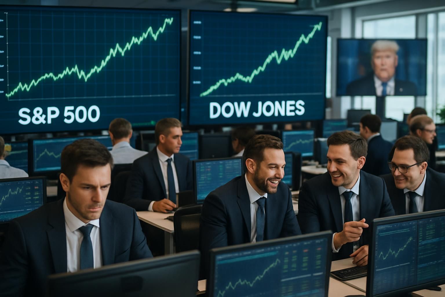 suivez les tendances boursières d'aujourd'hui avec les indices s&p 500 et dow jones en hausse, malgré les récentes annonces de trump qui suscitent des réactions sur les marchés.