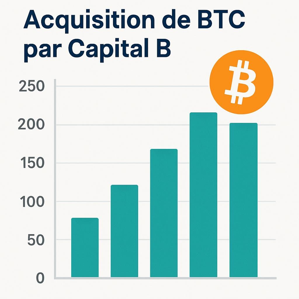capital b élargit son portefeuille stratégique en acquérant 4 btc, renforçant ainsi sa position dans le secteur des cryptomonnaies.