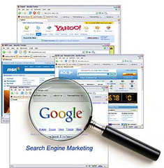 Illustration du marketing sur les moteurs de recherche et des annonces sponsorisees